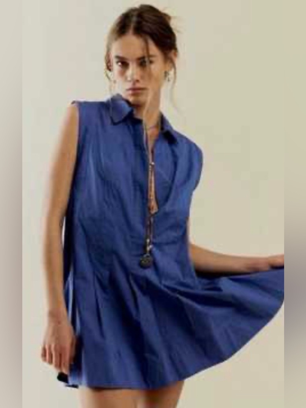 Free People Sleeveless Collared Swing Dress in bluish-purple size small